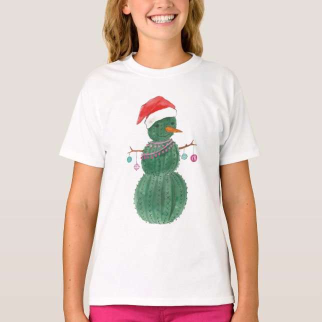 Camiseta Um Neve de Natal Muito Cactus (Frente)