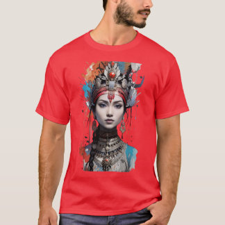 Camiseta Um olhar real uma linda rainha indiana antiga