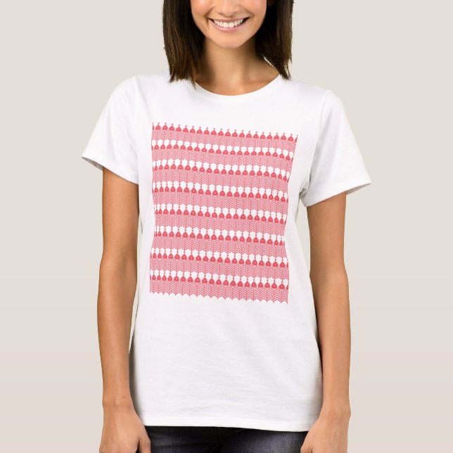 Camiseta Um padrão geométrico vermelho e rosa com interlo (Frente)