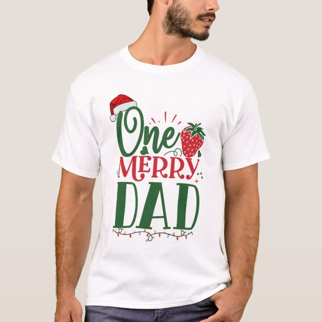 Camiseta Um Pai da família de Felizes coincidindo no Natal (Frente)