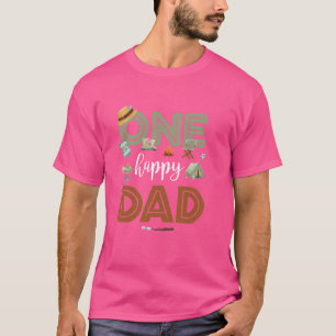 Camiseta Um Pai Feliz Camper Primeiro Festa de Aniversário