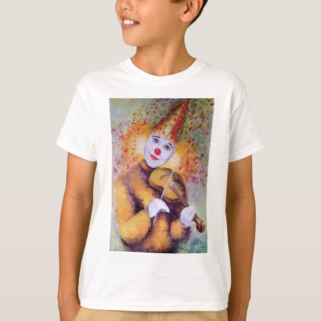 Camiseta Um palhaço doce tocando violino (Frente)