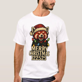 Camiseta Um panda vermelho festivo Feliz Natal 122525