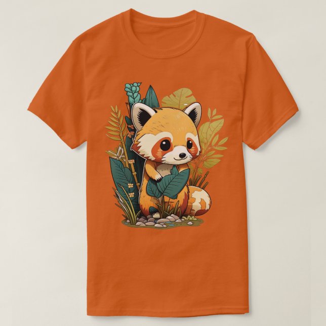 Camiseta Um panda vermelho na floresta (Frente do Design)