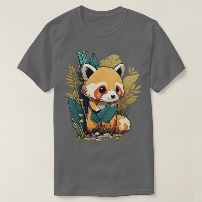 Camiseta Um panda vermelho na floresta (Frente do Design)