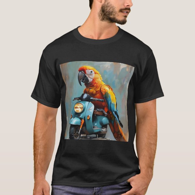 Camiseta Um papagaio numa motocicleta Parte II (Frente)