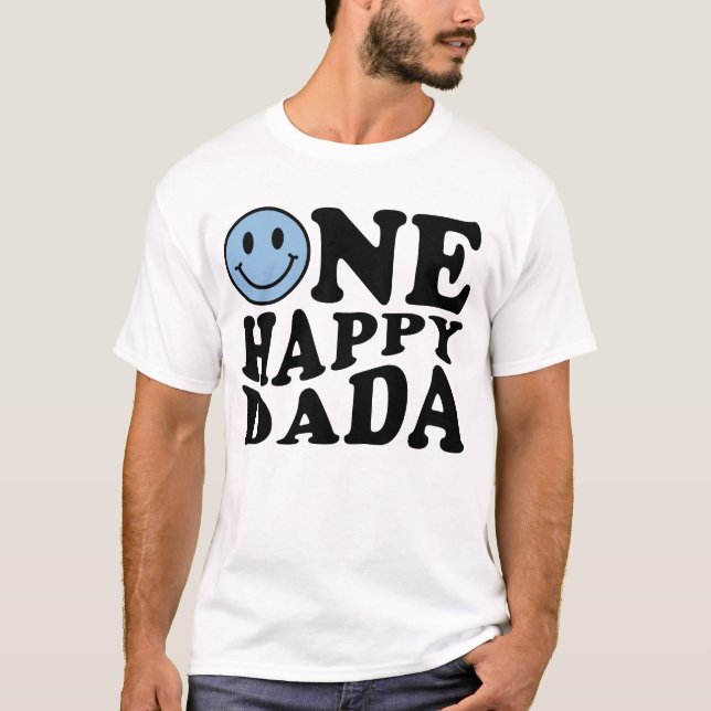 Camiseta Um papai feliz | Azul Correspondente Um Aniversári (Frente)