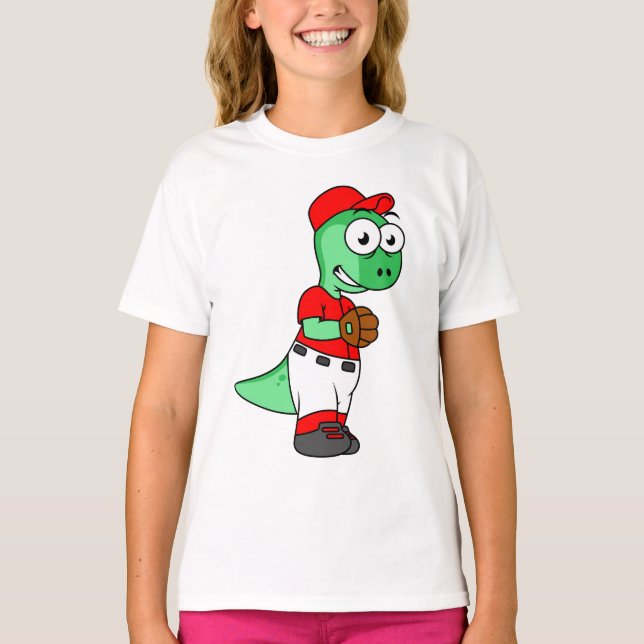 Camiseta Um Paquicéfalossauro Baseball Pitcher. (Frente)