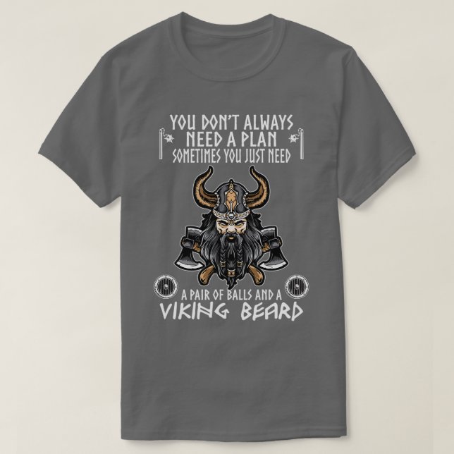 Camiseta Um par de bolas e uma barba vibrante viking ao lon (Frente do Design)