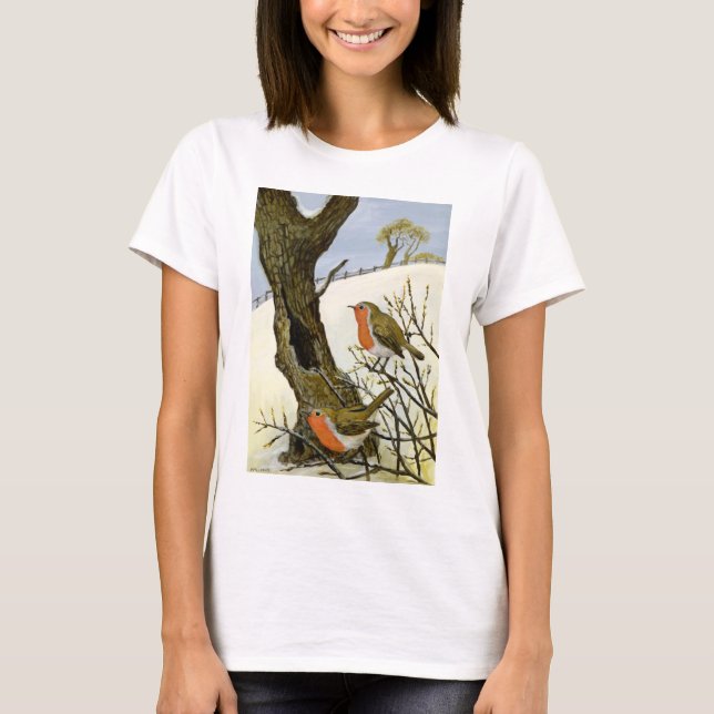 Camiseta Um par de robins (Frente)