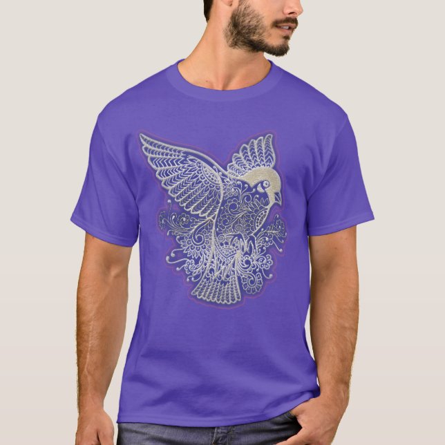 Camiseta Um pássaro floral (Frente)