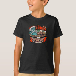 Camiseta Um pauzinho de onda de ramen e palavra japonesa -