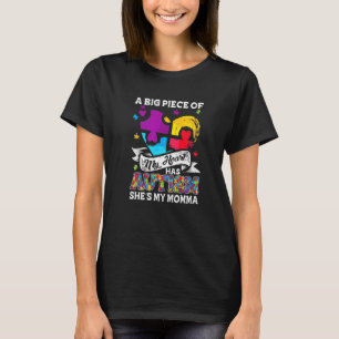Camiseta Um Pedaço Do Meu Coração Tem Autismo Minha Mamãe