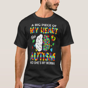 Camiseta Um Pedaço Do Meu Coração Tem Autismo Minha Mamãe 1
