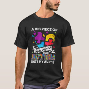 Camiseta Um Pedaço Do Meu Coração Tem Autismo Minha Tia