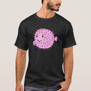 Camiseta Um Peixe Baiacu Fofo Nada Até Você e Ri