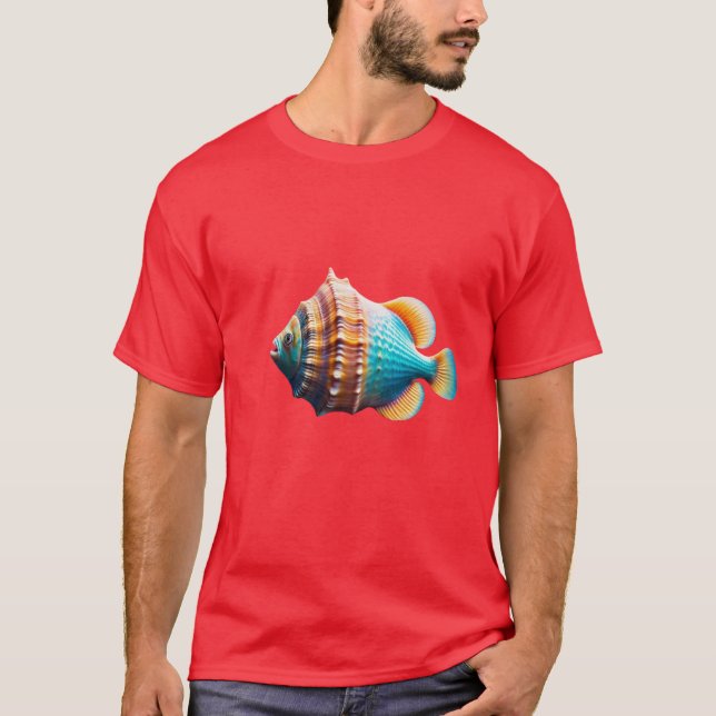 Camiseta Um Peixe Milagre" Camisa-T Escura Básica (Frente)