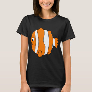Camiseta Um peixe-palhaço redondo de desenho animado estilo