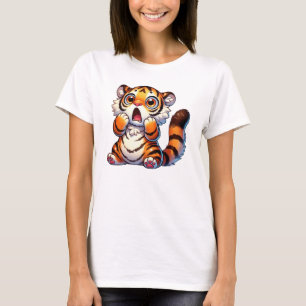 Camiseta Um pequeno tigre bonito e chocado