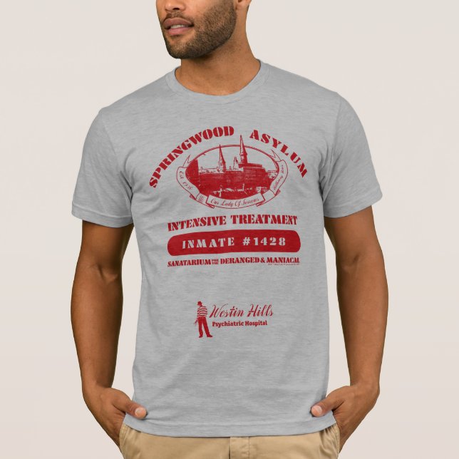 Camiseta Um pesadelo na Elm Street | Asilo de Springwood (Frente)