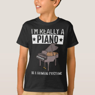 Camiseta Um Piano com Fantasia de Humano Halloween Música D