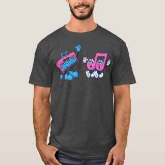 Camiseta um piano e um amigo de anotações musicais