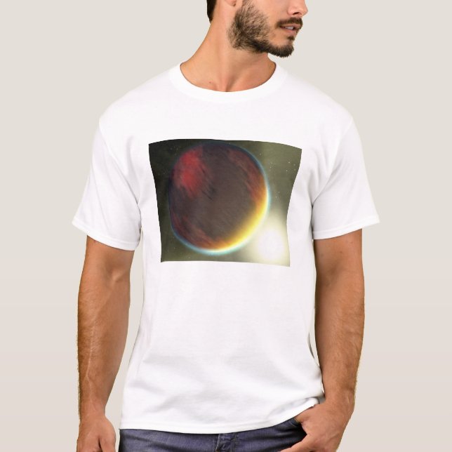 Camiseta Um planeta como Júpiter nublado que orbita (Frente)