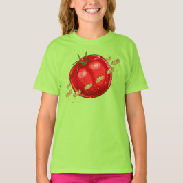 Camiseta Um planeta de tomate com pizzas ao seu redor