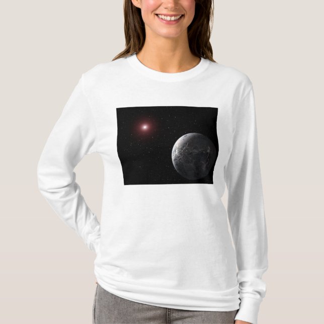 Camiseta Um planeta gelado/rochoso orbitando uma estrela es (Frente)