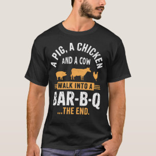 Camiseta Um Porco Uma Galinha Uma Vaca Entram Em Uma Piada