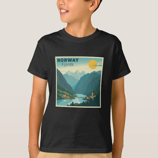 Camiseta Um Poster de viagens Clássico Nostálgico - Fjords  (Frente)