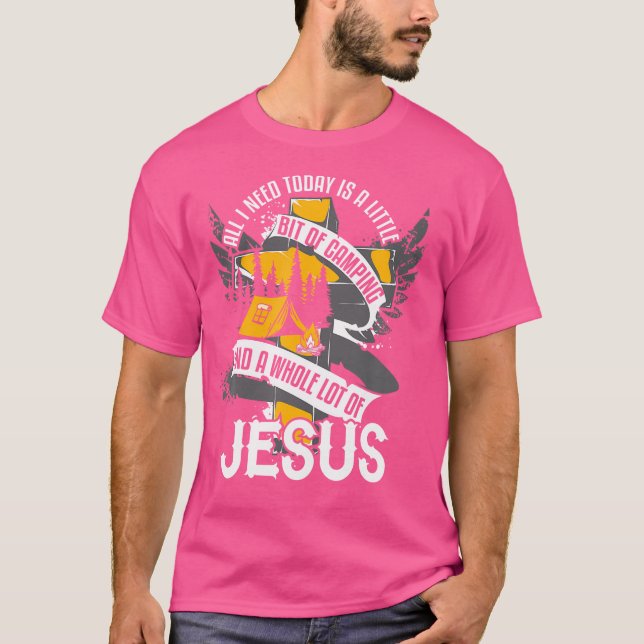 Camiseta Um Pouco De Acampamento E Muita Religião De Jesus (Frente)
