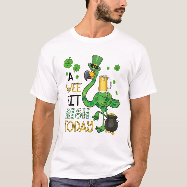 Camiseta Um pouco de irlandês hoje verde Flamingo Rua de Pa (Frente)