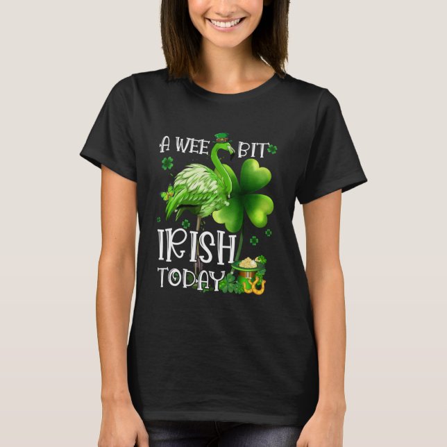 Camiseta Um Pouco Irlandês Hoje Flamingo Leprechaun Sha (Frente)