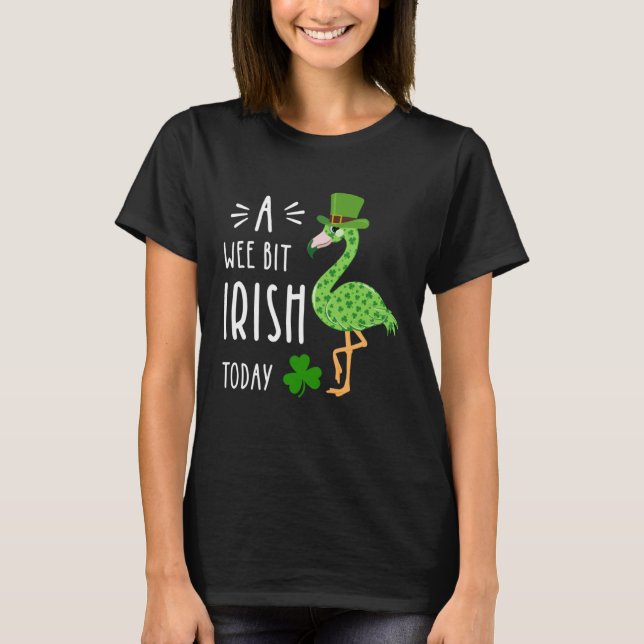 Camiseta Um Pouco Irlandês Hoje Flamingo Leprechaun St Patt (Frente)