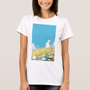 Camiseta Um Prado de Coelho Branco