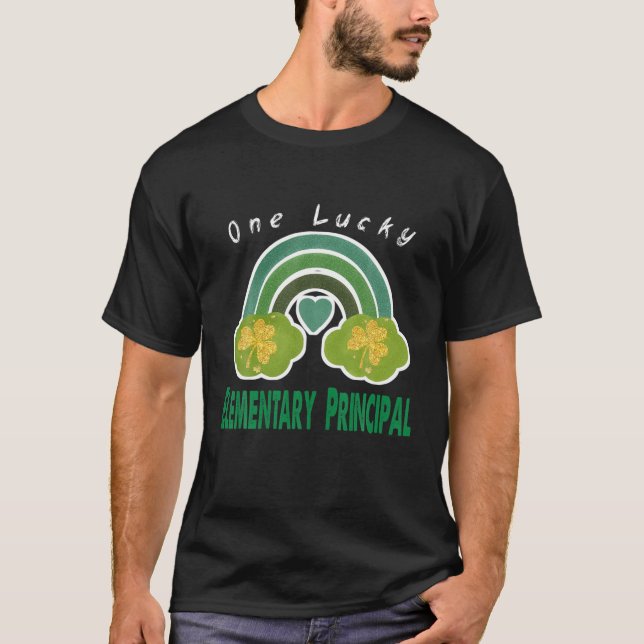 Camiseta Um Principio Elementar Sortudo Dourado Arco-íris S (Frente)