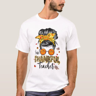 Camiseta Um professor agradecido Messy Bun Pumpkin Obrigado