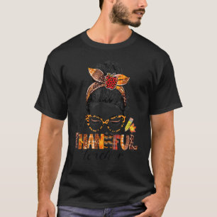 Camiseta Um professor agradecido Messy Bun Pumpkin Obrigado