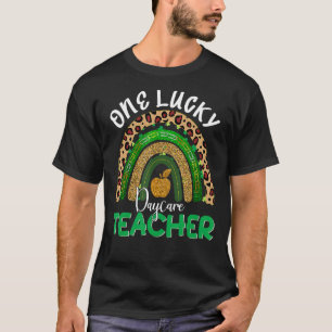 Camiseta Um professor de creche sortudo Leopard Rainbow Rua