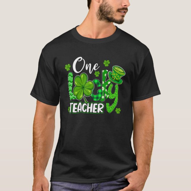 Camiseta Um professor de Dia de São Patrício de Shamrock (Frente)