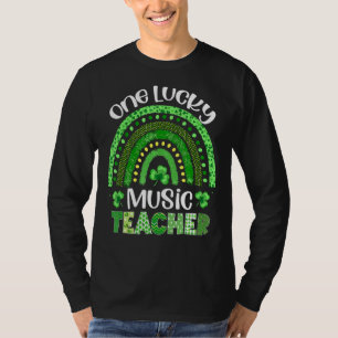 Camiseta Um Professor de Música Sortudo Rainbow Shamrock Ru