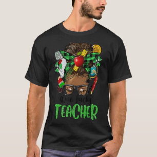 Camiseta Um Professor Sortudo Afro Messy Bun Patrick's Day