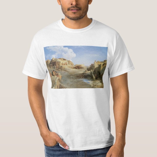 Camiseta Um Pueblo Indiano, Laguna, Novo México por Moran (Frente)