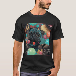Camiseta Um pug com balões é irresistivelmente fofo e adorá
