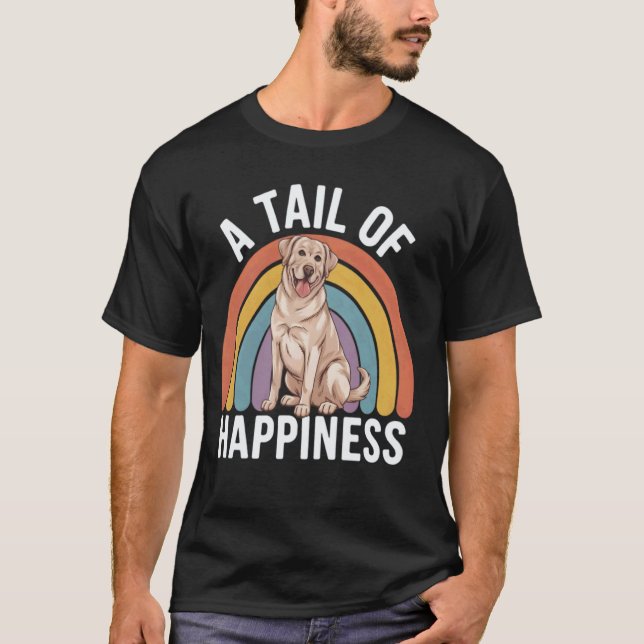 Camiseta Um Rabo de Felicidade Labrador Retriever Cão Retro (Frente)