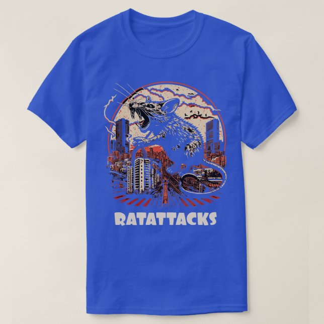 Camiseta um rato gigante ataca a cidade 1 (Frente do Design)
