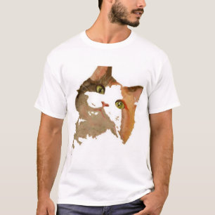 Camiseta Um retrato artístico do gato calico de olhos verde
