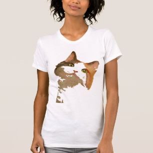 Camiseta Um retrato artístico do gato calico de olhos verde