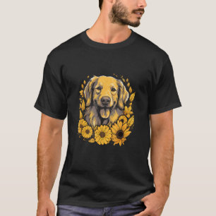 Camiseta Um Retriever Ouro rodeado de Sunflower illu